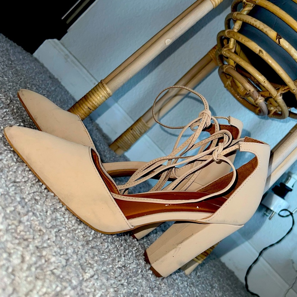 Tie up high heels